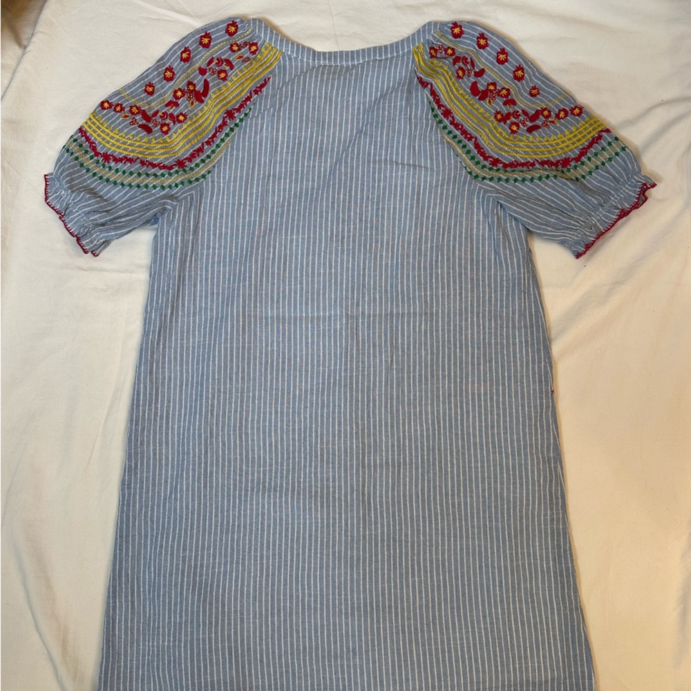 The Impeccable Pig Womens Dress S Striped Floral Embroidery Cotton Boho Western - Picture 5 of 10
